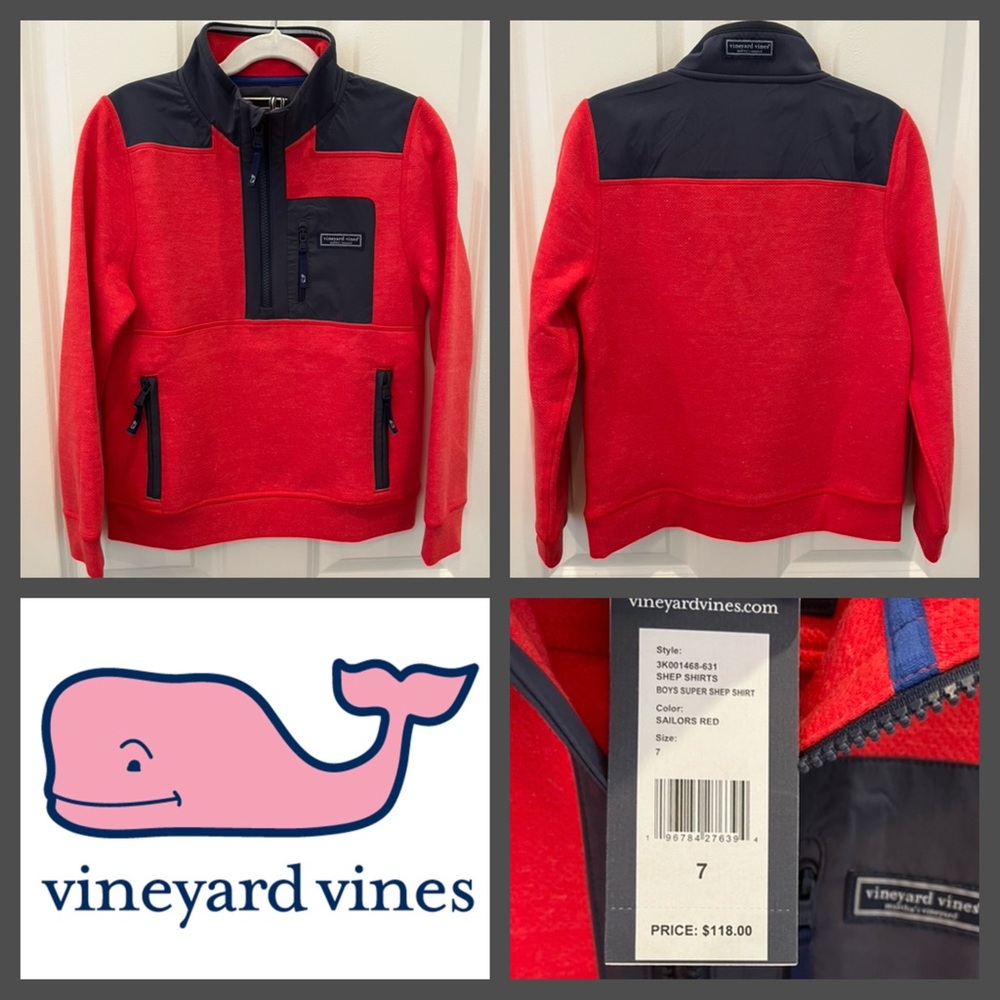Boys Vineyard Vines Super Shep Shirt in Sailors Red (size 7)